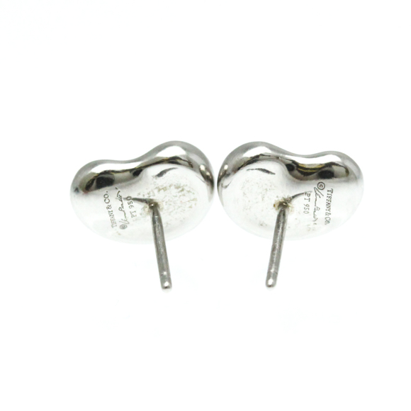 Tiffany Bean No Stone Platinum Stud Earrings Silver